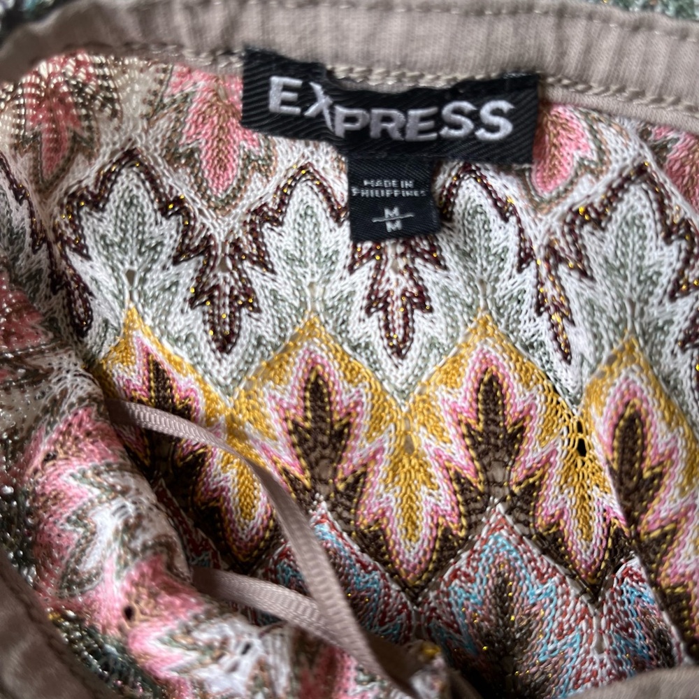 Express Strapless Top Size Medium Multi Color Seq… - image 3